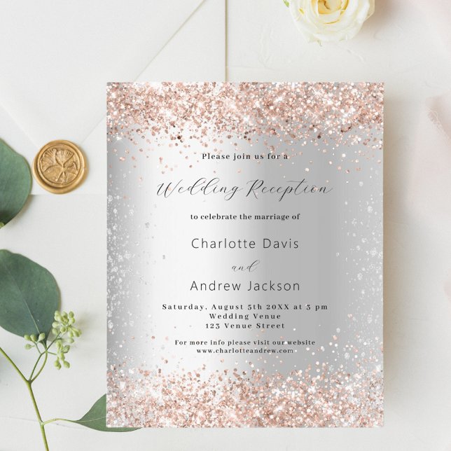 Lámina Invitación a la recepción de la boda dorada rosa d (Subido por el creador)