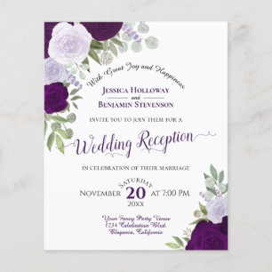 Lámina Invitación a la recepción de la boda Purple Floral
