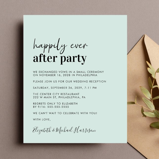 Lámina Invitación a la recepción de la Casa de la Moneda  (A chic budget-friendly Happily Ever After Party invitation for your wedding celebration)
