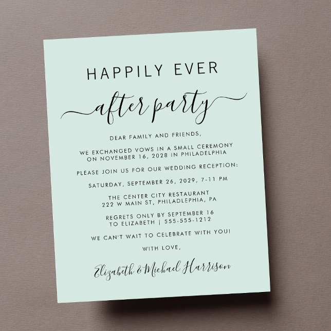 Lámina Invitación a la recepción de la Casa de la Moneda  (A chic budget-friendly Happily Ever After Party invitation for your wedding celebration)