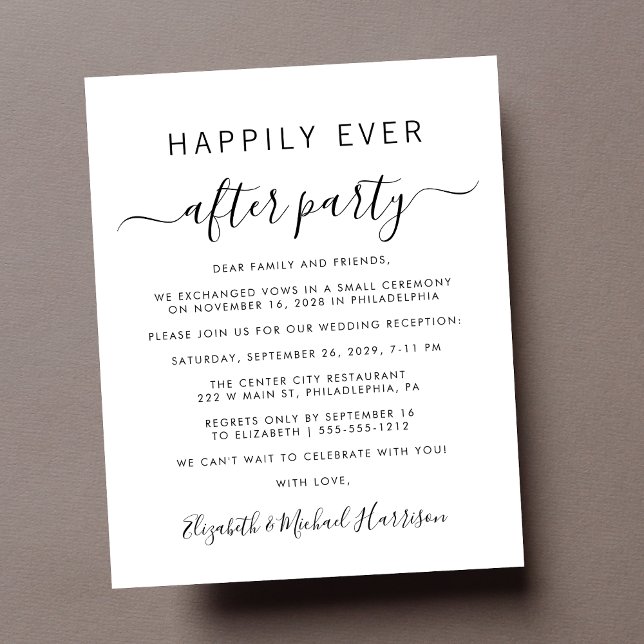 Lámina Invitación a la recepción de la foto del presupues (A chic budget-friendly Happily Ever After Party invitation for your wedding celebration)
