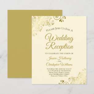 Lámina Invitación a la recepción de Lacy Gold & Cream Bud