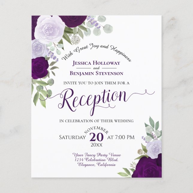 Lámina Invitación a la recepción de matrimonio para Rosas (Anverso)