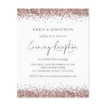 Invitación a la recepción de Rosa  Gold Purpurina