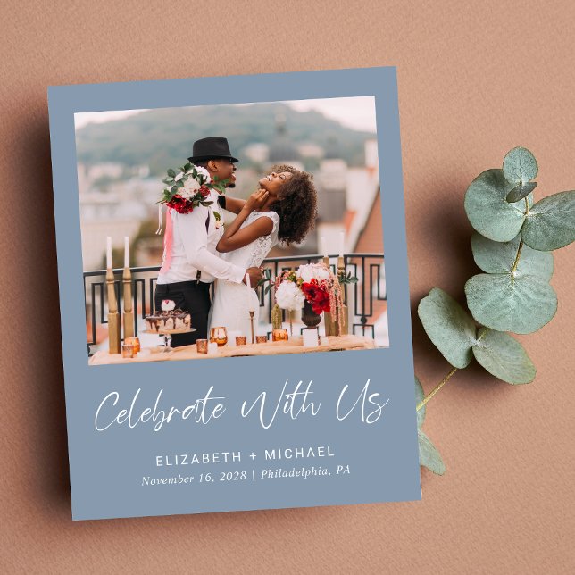 Lámina Invitación a la recepción Dusty Blue Wedding, foto (You said "I do" in an intimate ceremony - now it's time to share your joy with those you hold dear)