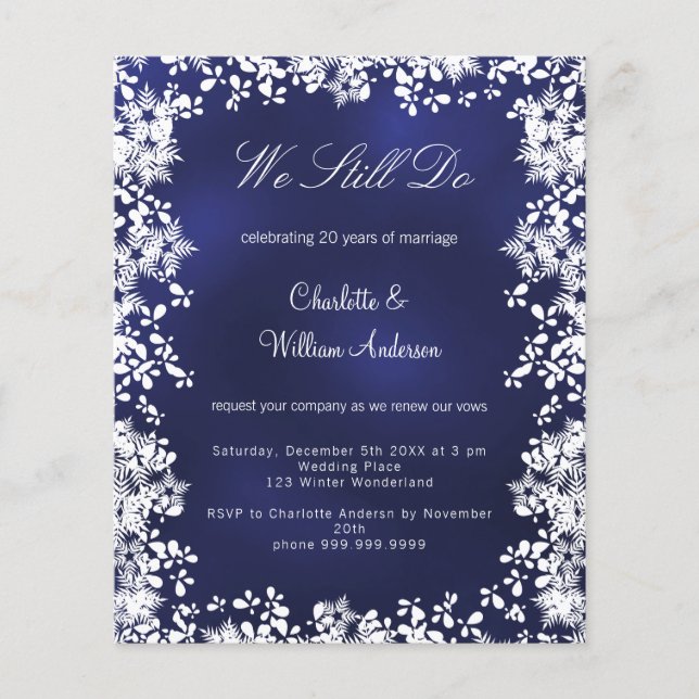 Lámina Invitación a la renovación de copos de nieve azul  (Anverso)