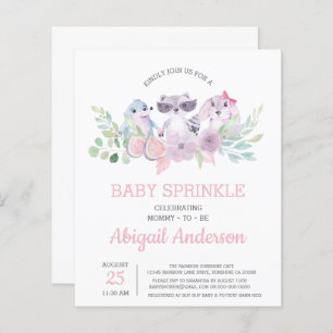 Lámina Invitación a la rociada de Bebé Animal Floral Pres