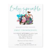 Invitación a la rociada de bebé Verde azulado con 