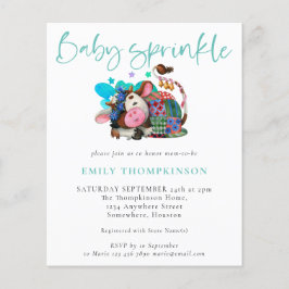 Lámina Invitación a la rociada de bebé Verde azulado con 