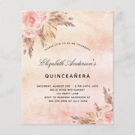 Lámina Invitación a la rubia de hierba de Quinceanera pam