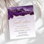 Lámina Invitación a la selección de oro de color morado d<br><div class="desc">Esta moderna invitación a los 16 años de Sweet ofrece una imagen acuarela de un ágate gede en tonos violeta con falsos toques de purpurina de oro. Las palabras "Dulce Dieciséis" aparecen en un falso purpurina de oro en letra decorativa moderna de escritura a mano. Personalizar con el nombre del...</div>