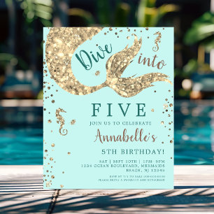 Lámina Invitación a la Sirenita de Aqua Quinto Cumpleaños