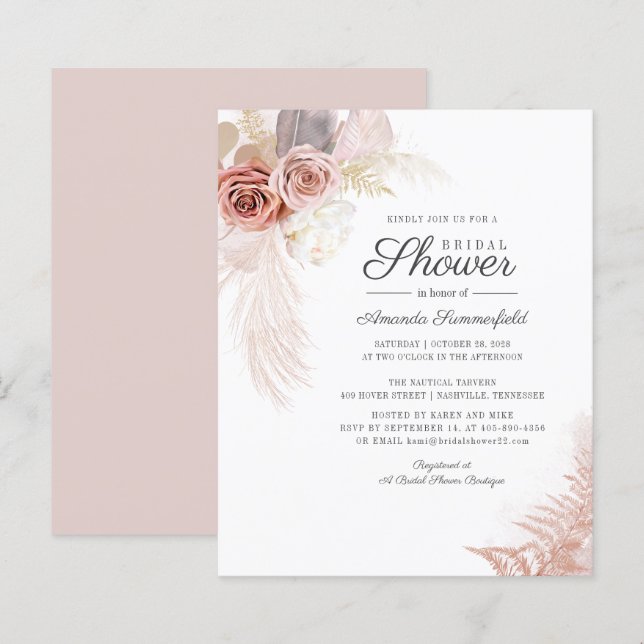 Lámina Invitación a la terraza de hierba de Pampas Shower (Anverso / Reverso)