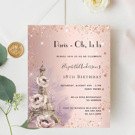 Lámina Invitación a la torre Eiffel de París rosa de cump
