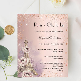 Lámina Invitación a la torre Eiffel rosa de París Bridal 