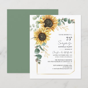 Lámina Invitación a la vegetación de girasol de cumpleaño