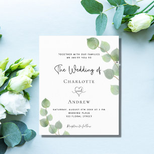 Lámina invitación a la vegetación del boda eucalipto