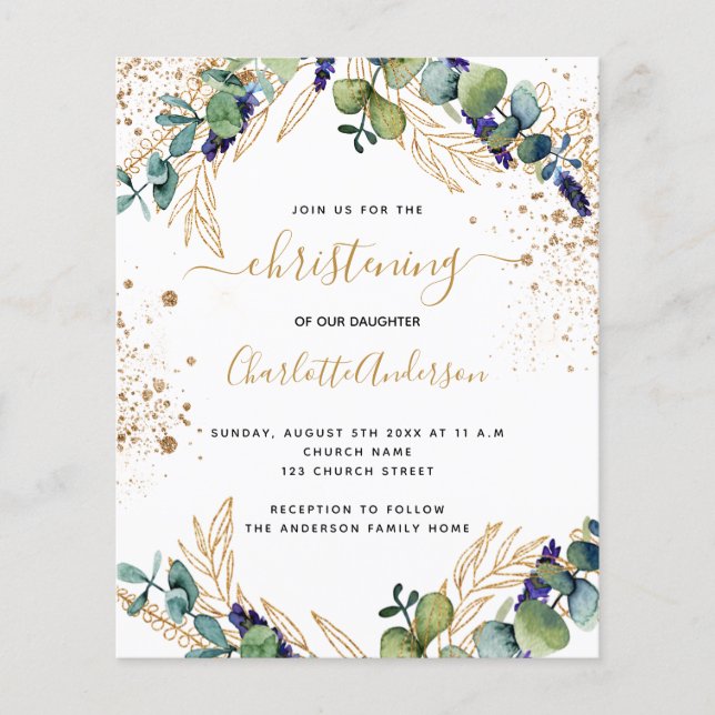 Lámina Invitación a la vegetación del eucalipto con bauti (Anverso)