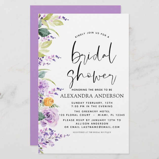 Lámina Invitación a la vegetación púrpura de la ducha de  (Anverso / Reverso)