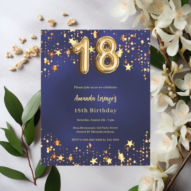 Lámina Invitación a las estrellas de oro azul marino de 1 (Subido por el creador)