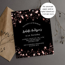 Lámina Invitación a las estrellas de oro del rosa negro d