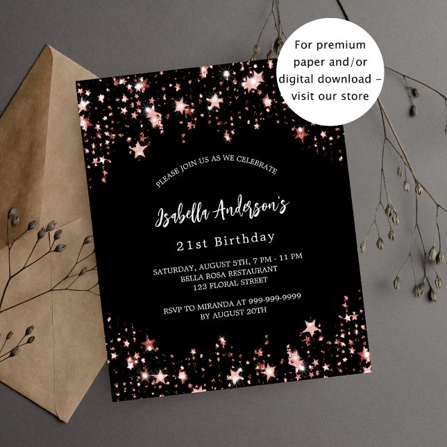 Lámina Invitación a las estrellas de oro del rosa negro d (Subido por el creador)