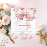 Lámina Invitación a las flores dulces de color rosa de 16<br><div class="desc">Un elegante fondo blanco,  decorado con un gran arco rosado y flores de color rosa acuático. Personalice y agregue un nombre y detalles del fiesta. Atrás: fondo rosa suave. 1 hoja = 1 borde impreso de invitación al borde.</div>