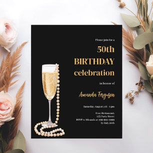 Lámina Invitación a las perlas de vino con burbujas de or