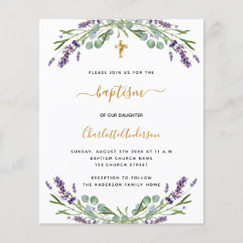 Lámina Invitación a lavender eucalipto para el bautismo p
