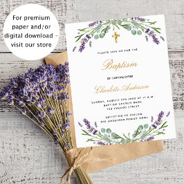 Lámina Invitación a lavender eucalipto para el bautismo p