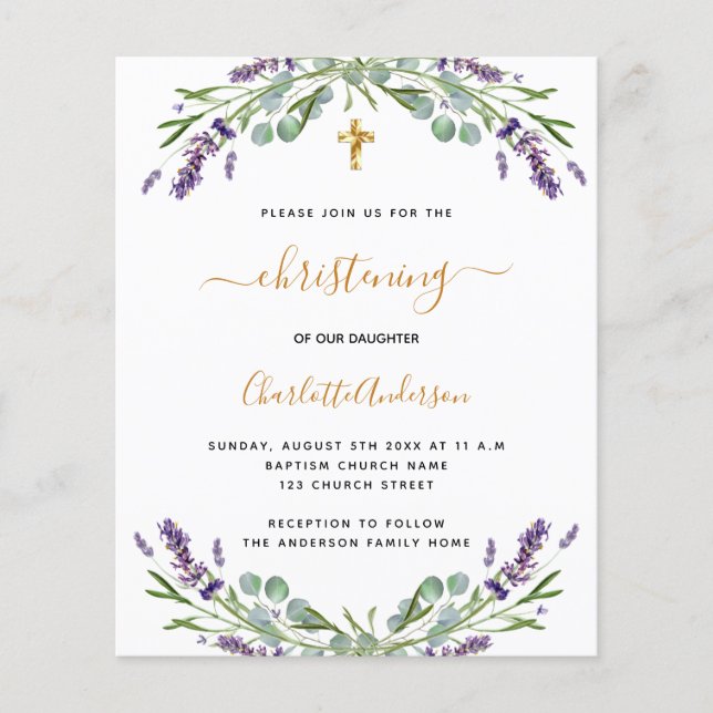 Lámina Invitación a lavender eucalyptus con bautizos pres (Anverso)