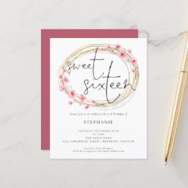Lámina Invitación a los 16 cumpleaños de Budget Florals