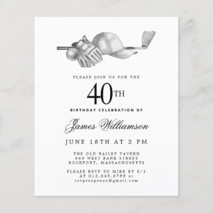Lámina Invitación a los 40 Años del Golf Blanco Negro de 