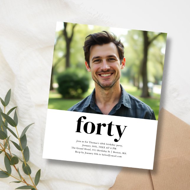Lámina Invitación a los 40 años en blanco y negro (Subido por el creador)