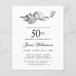 Lámina Invitación a los 50 Años del Golf Blanco Negro de 
