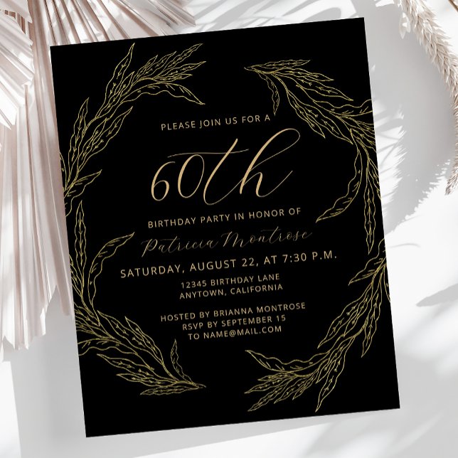 Lámina Invitación a los 60 años de Budget Black and Gold (Subido por el creador)
