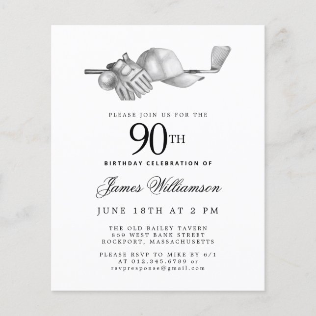 Lámina Invitación a los 90 años del Golf Blanco Negro de  (Anverso)