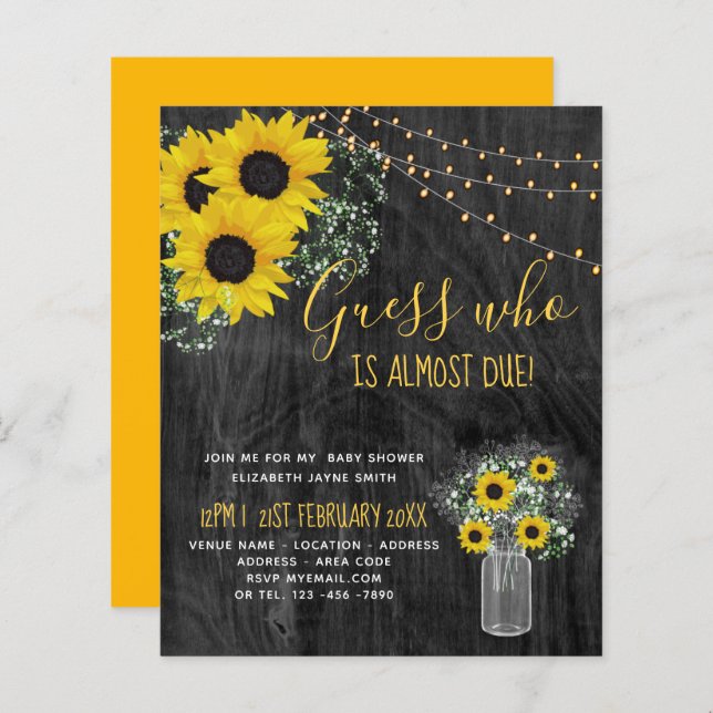 Lámina Invitación a los girasoles rusos de Baby Shower ru (Anverso / Reverso)