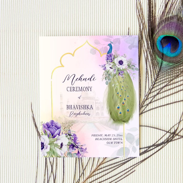 Lámina Invitación a los mehndi del presupuesto de pavo re (Subido por el creador)