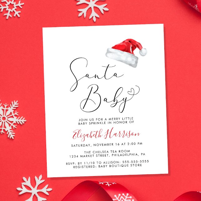 Lámina Invitación a los Navidades del presupuesto para ro (Celebrate your little Santa Baby's upcoming arrival with a cute holiday season baby sprinkle)