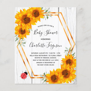 Lámina Invitación a mariposa para girasoles Baby Shower d