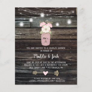Lámina Invitación a Mason Jar de las Parejas Rústicas Pre