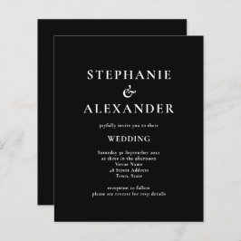 Lámina Invitación a matrimonio blanco negro con código QR