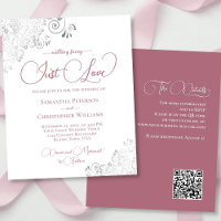 Invitación a matrimonio con código QR Rosa Plata D