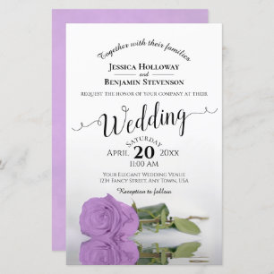 Lámina Invitación a matrimonio con Rosa Lilac Purple Moda