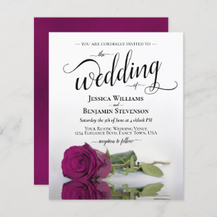 Lámina Invitación a matrimonio con Rosa magenta simple