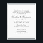 Lámina Invitación a matrimonio de borde de script formal<br><div class="desc">Presupuesto Clásico Tradicional Script Elegante Invitación a la boda con estrecho borde negro</div>