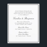 Lámina Invitación a matrimonio de borde de script formal<br><div class="desc">Presupuesto Clásico Tradicional Script Elegante Invitación a la boda con estrecho borde negro</div>