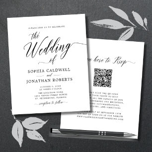 Lámina Invitación a matrimonio de caligrafía de código QR
