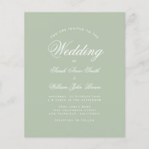 Invitación a matrimonio de caligrafía verde de sab